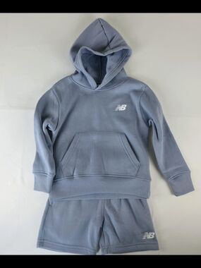 New Balance Kids Hoodie Shorts Set Size 4 Blue 2PC Outfit NWT